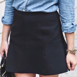 J. Crew Fluted Double Crepe Skirt in Classic Black